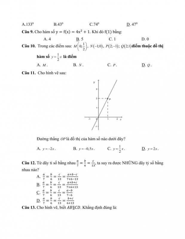 Đề kiểm tra cuối học kỳ 1 môn Toán lớp 7 Trường THCS Thạch Thán năm 2021 - 2022-02